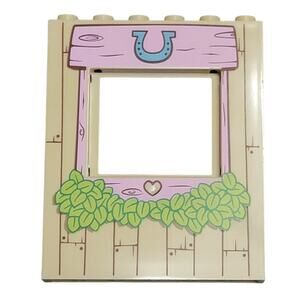 LEGO Barn Wall Window Tan 15627pb002 Pony Farm‎ 10674 Horseshoe Wood Replacement
